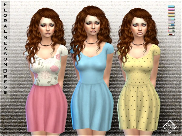  The Sims Resource: Floral Season Dress by Devirose
