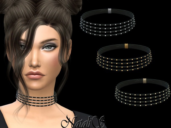  The Sims Resource: Multilayered Rivet Choker by NataliS