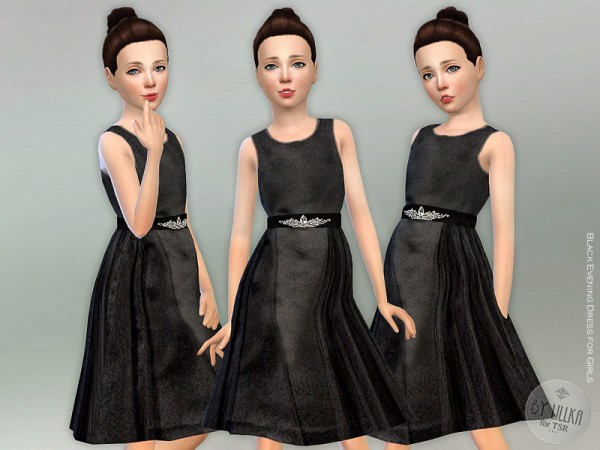  The Sims Resource: Black Evening Dress for Girls by lillka