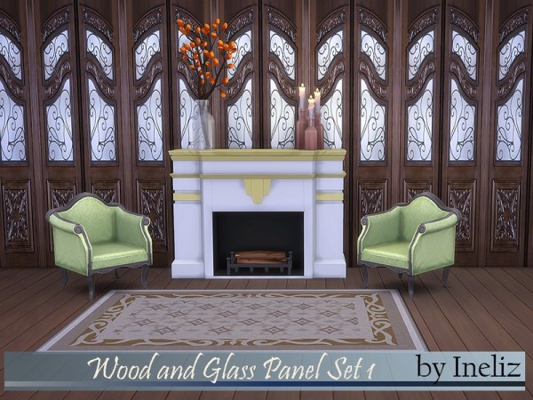  The Sims Resource: Wood and Glass Panel Set 1 by Ineliz