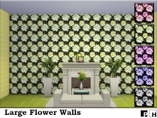  The Sims Resource: Large Flower Walls by Pinkfizzzzz