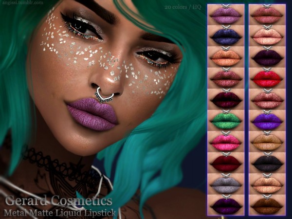 The Sims Resource: Metal Matte Liquid Lipstick by ANGISSI