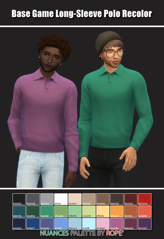 Simsworkshop: Long Sleeve Polo Recolored by maimouth