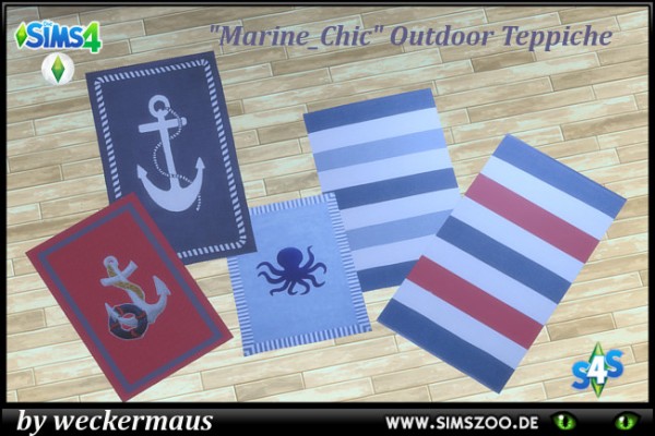  Blackys Sims 4 Zoo: Outdoorrugs Marine Chic by weckermaus