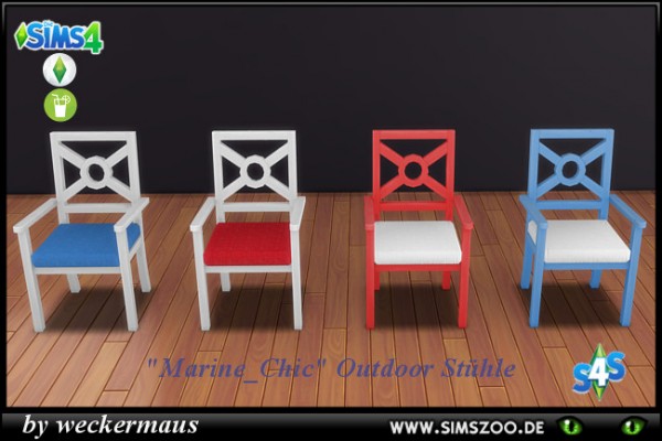  Blackys Sims 4 Zoo: Outdoor chair Marine Chic by weckermaus