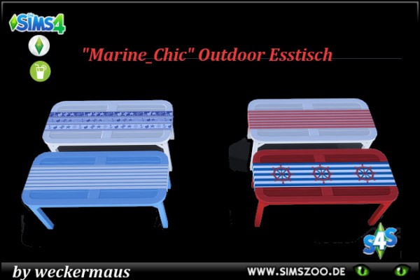  Blackys Sims 4 Zoo: Outdoor dining table Marine Chic by weckermaus