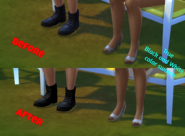  Mod The Sims: Shoes in true Black and White by NWire
