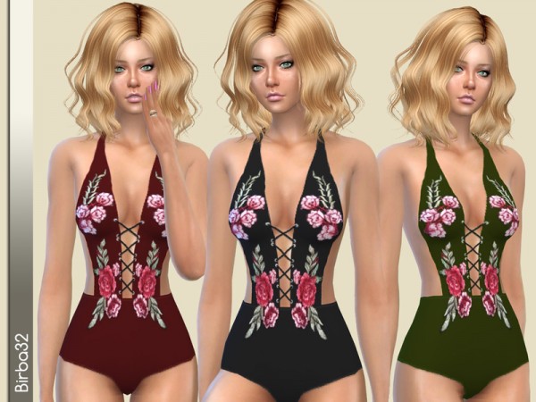  The Sims Resource: Red Rose Swimsuit by Birba32