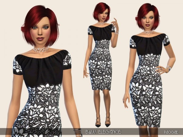  The Sims Resource: B&W Elegance dress by Paogae