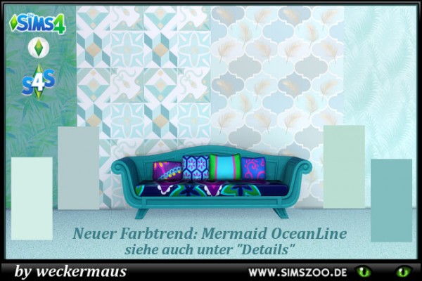  Blackys Sims 4 Zoo: Ocean Line Mermaid walls by weckermaus
