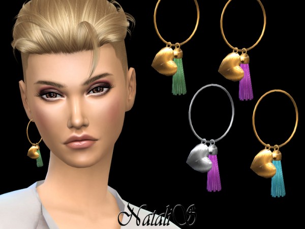  The Sims Resource: Hoop earring with heart pendant left by NataliS