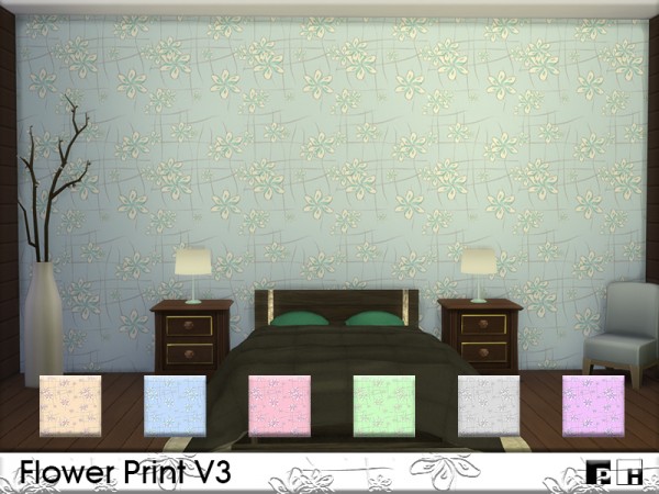  The Sims Resource: Flower Print V3 by Pinkfizzzzz