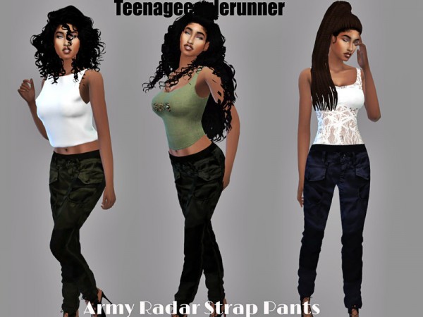  The Sims Resource: Army Radar Strap Pants by Teenageeaglerunner