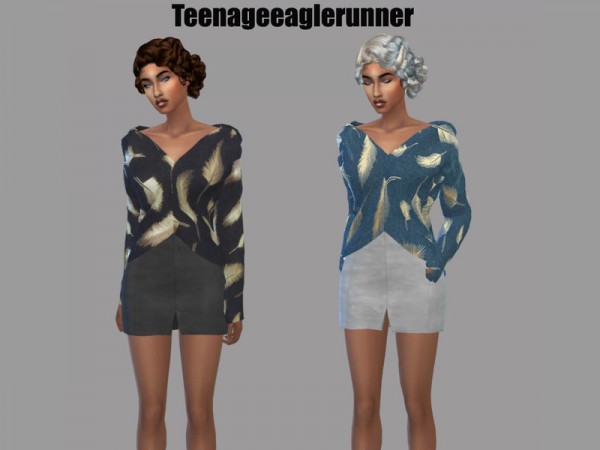  The Sims Resource: Off Shoulder Shirt Mari Recolored by Teenageeaglerunner