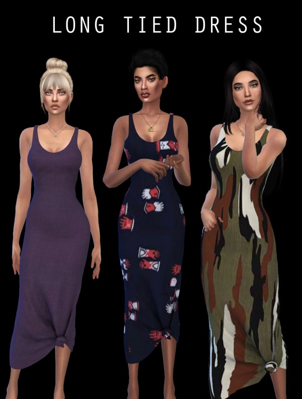  Leo 4 Sims: Long tied dress recolred