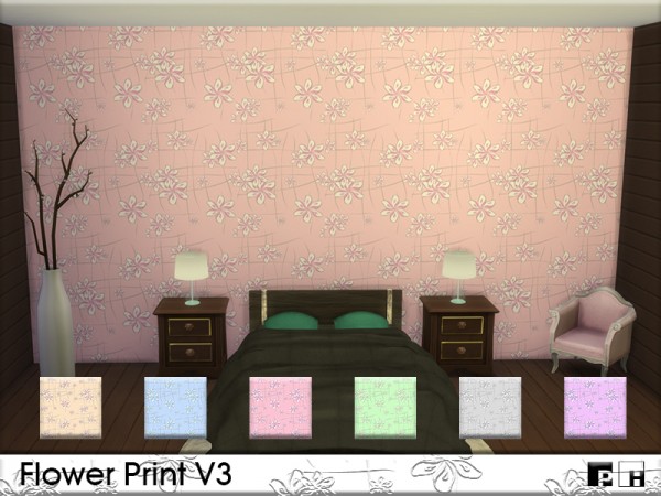  The Sims Resource: Flower Print V3 by Pinkfizzzzz