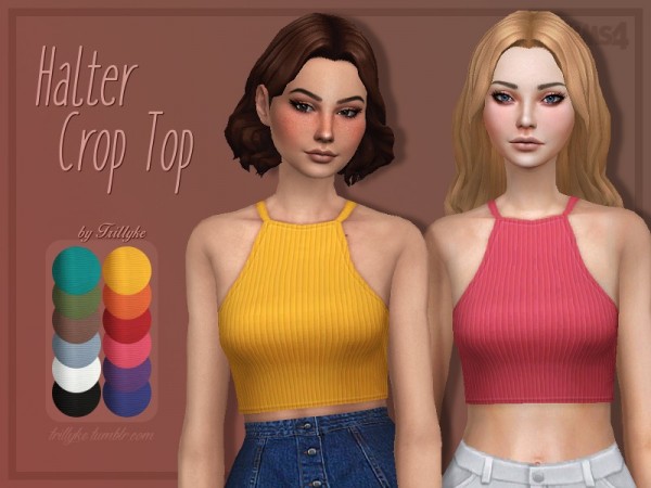  The Sims Resource: Halter Crop Top by Trillyke