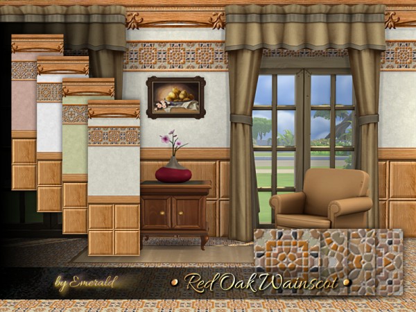  The Sims Resource: Red Oak Wainscot by emerald