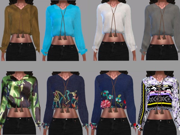  The Sims Resource: Ribbon Cuff Blouse Recolored by Teenageeaglerunner
