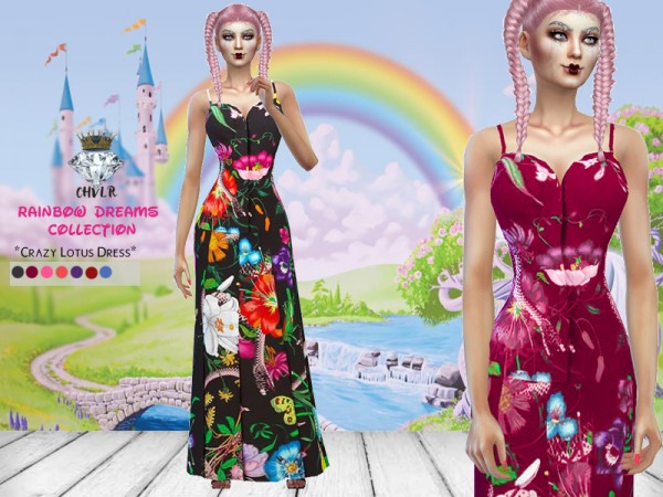  The Sims Resource: Crazy Lotus Dress by MadameChvlr