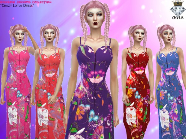  The Sims Resource: Crazy Lotus Dress by MadameChvlr