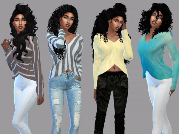  The Sims Resource: Off Shoulder Shirt Mari Recolored by Teenageeaglerunner