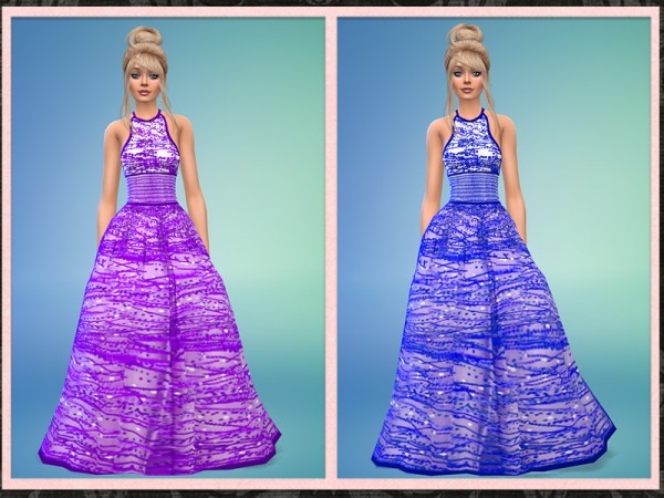  The Sims Resource: Halter Long Full Designer Gown by Five5Cats