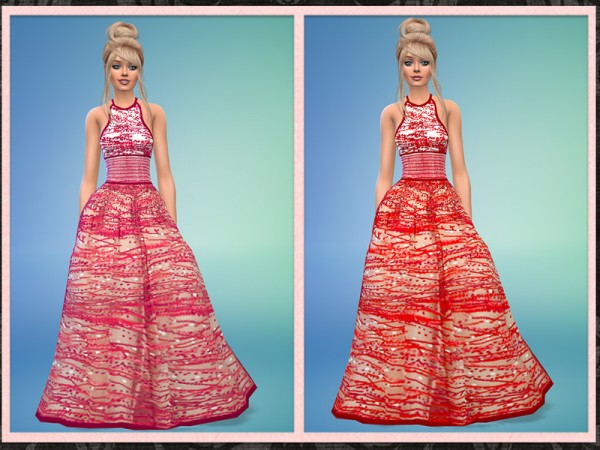  The Sims Resource: Halter Long Full Designer Gown by Five5Cats