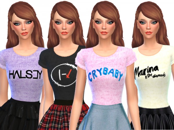 The Sims Resource Band Tee Shirts Pack Four By Wickedkittie • Sims 4