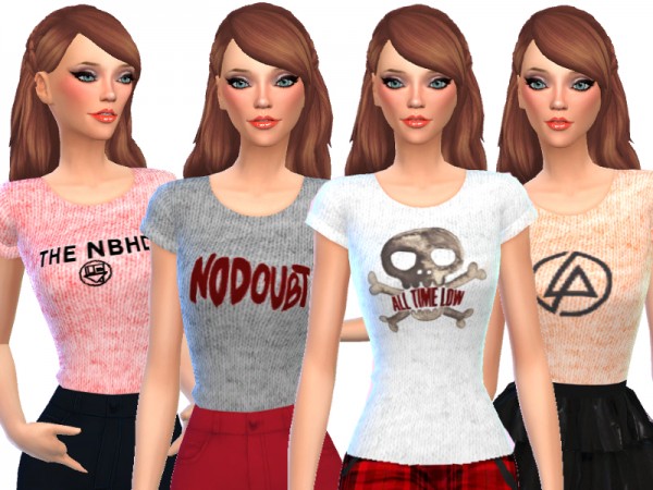  The Sims Resource: Band Tee Shirts Pack Four by Wicked Kittie