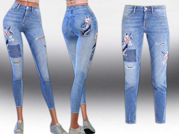  The Sims Resource: Pixie Slim Fit Jeans by Saliwa