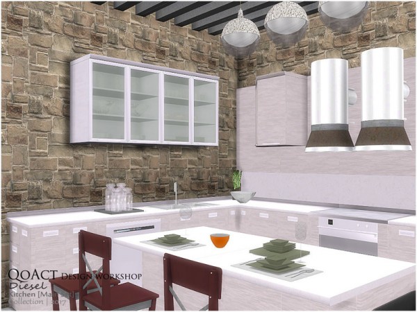  The Sims Resource: Diesel Kitchen Main Set by QoAct