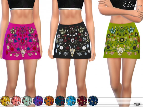  The Sims Resource: Embroidered Mini Skirt by ekinege