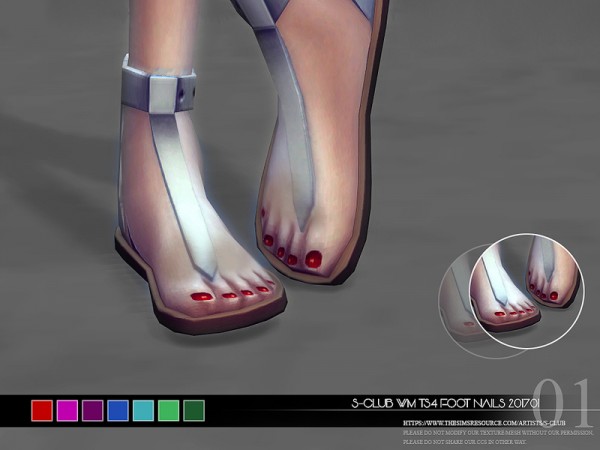  The Sims Resource: FootNails 201701 by S Club