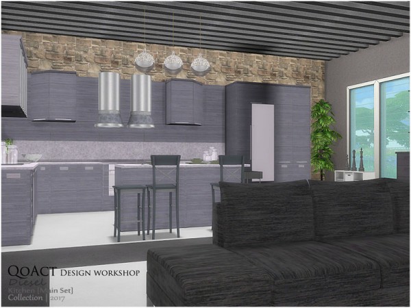  The Sims Resource: Diesel Kitchen Main Set by QoAct
