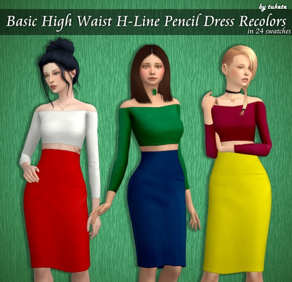  Tukete: Basic High Waist H Line Pencil Dress Recolors