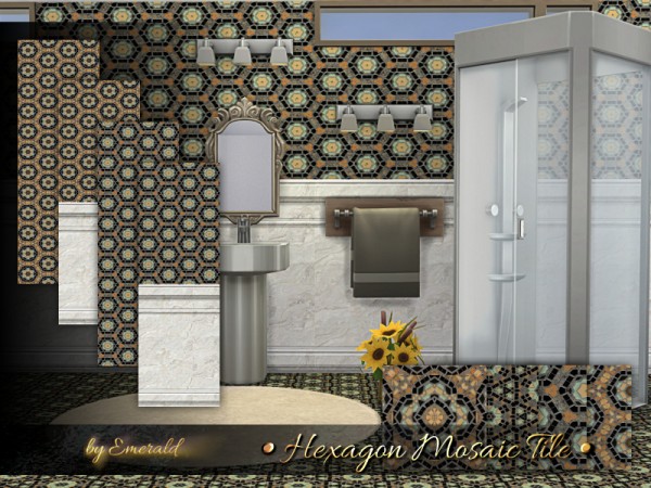  The Sims Resource: Hexagon Mosaic Tile by emerald