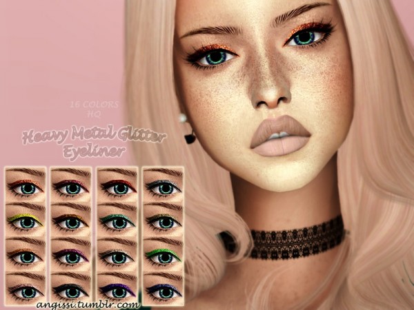  The Sims Resource: Heavy Metal Glitter Eyeliner by ANGISSI