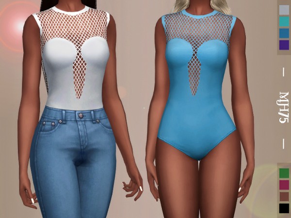  The Sims Resource: Sporty Mesh Bodysuit Top by Margeh 75