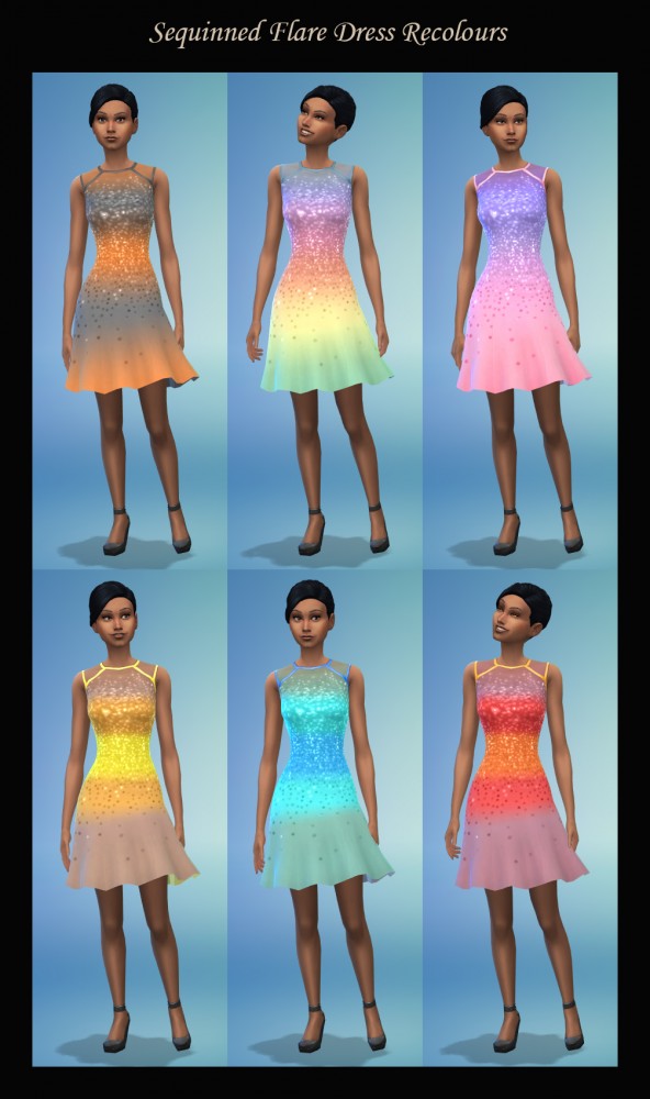  Mod The Sims: Sequinned Flare Dress Recolours by Simmille