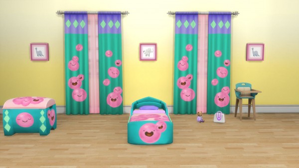  Mod The Sims: Fun Time   Slimeriffic Curtains and Toy chest by Snowhaze