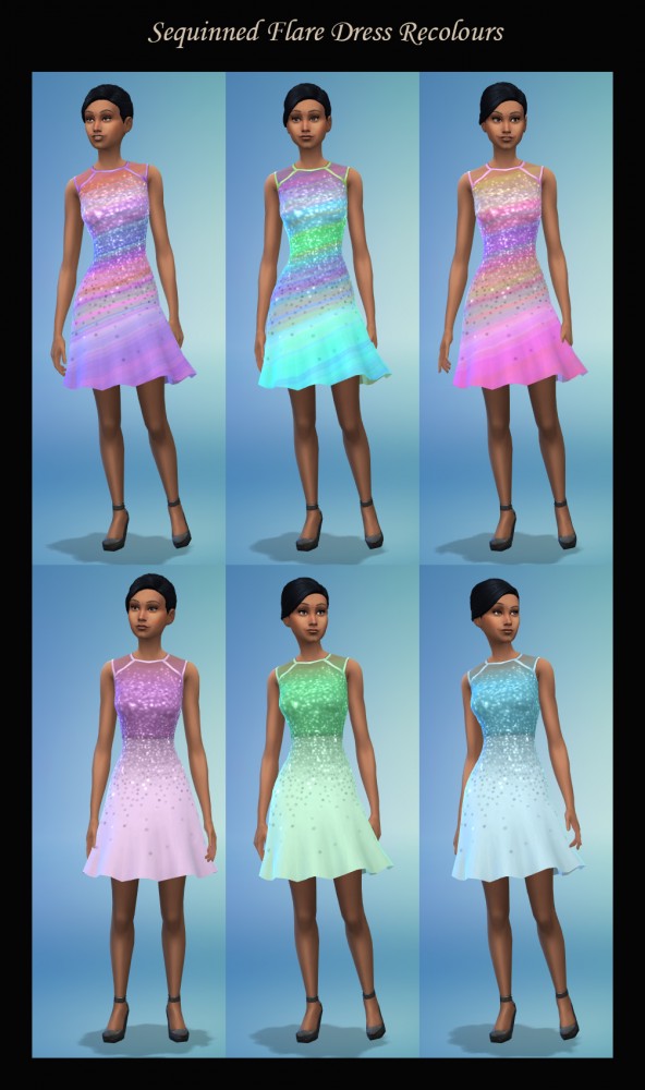 Mod The Sims: Sequinned Flare Dress Recolours by Simmille