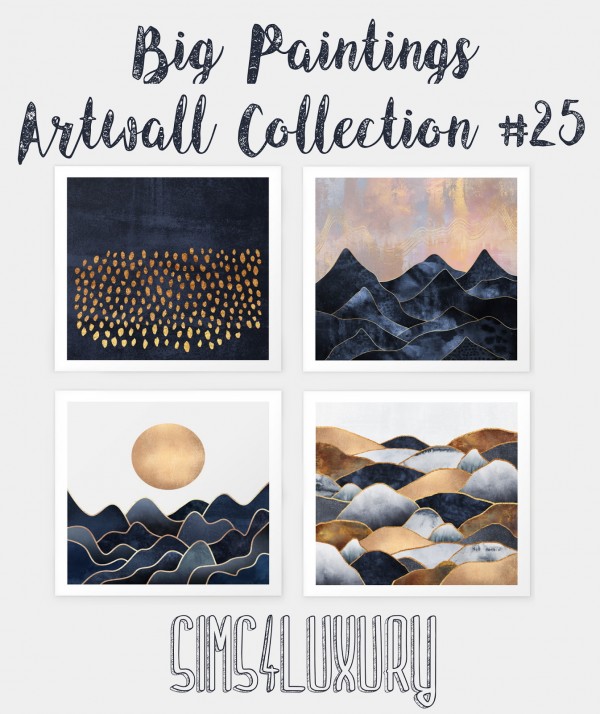  Sims4Luxury: Big Paintings Artwall Collection 25