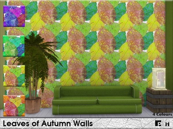  The Sims Resource: Leaves of Autumn Walls by Pinkfizzzzz