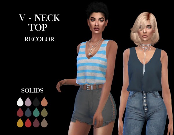 Leo 4 Sims: V-Neck top recolored • Sims 4 Downloads