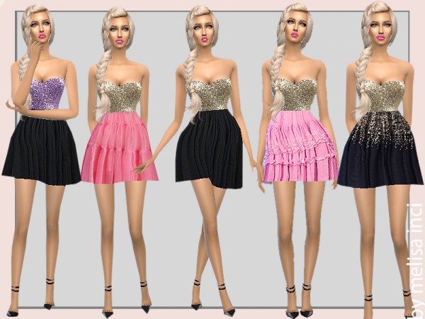  The Sims Resource: Strapless Sequin Dress by melisa inci