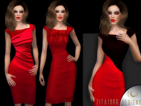  The Sims Resource: Lady In Red dress by ZitaRossouw