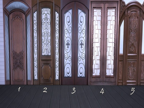  The Sims Resource: Wood and Wood and Glass Panel Set 3 by Ineliz