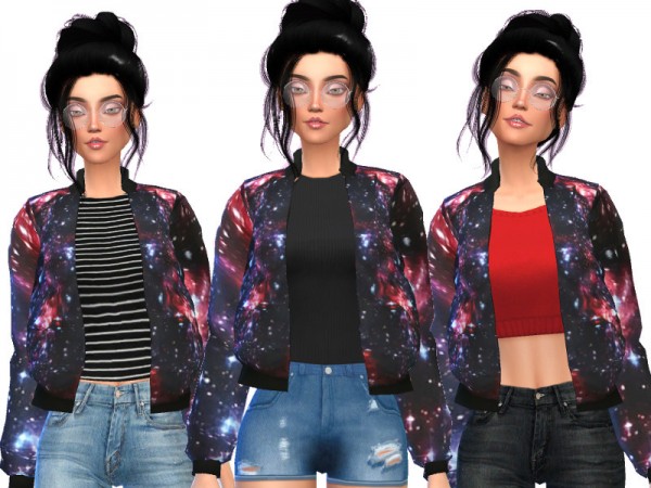  The Sims Resource: Galaxy Bomber Jacket by Wicked Kittie
