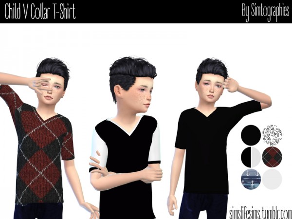  The Sims Resource: V Collar T Shirt by simtographies